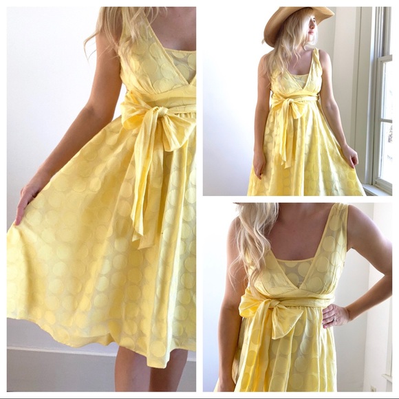 Coldwater Creek Dresses & Skirts - Yellow Summer Sundress w/ Bow A Line Style Dot 8